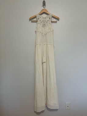 Ulla Johnson Cream Crochet Halter Maxi Dress